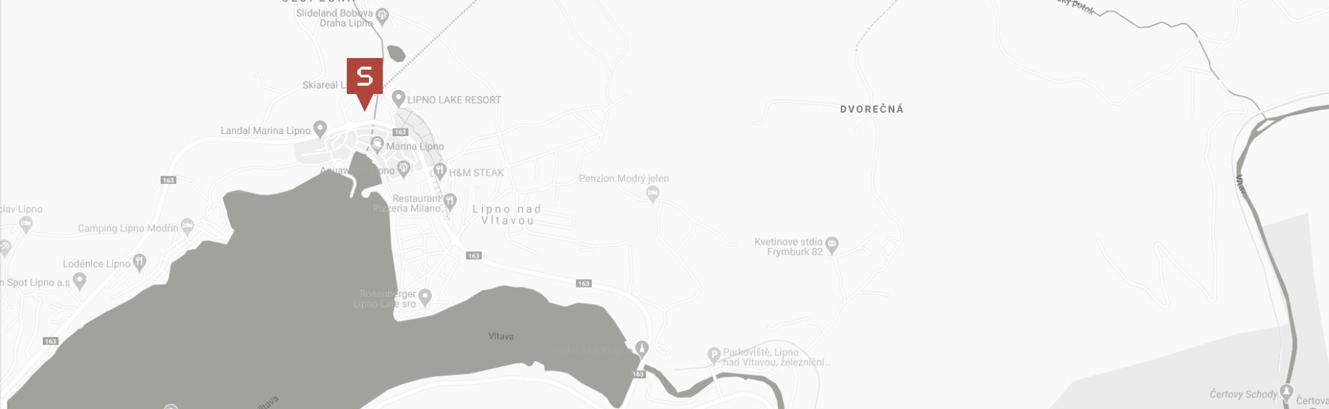 Mapa s polohou Restaurace Stodola v Lipně nad Vltavou